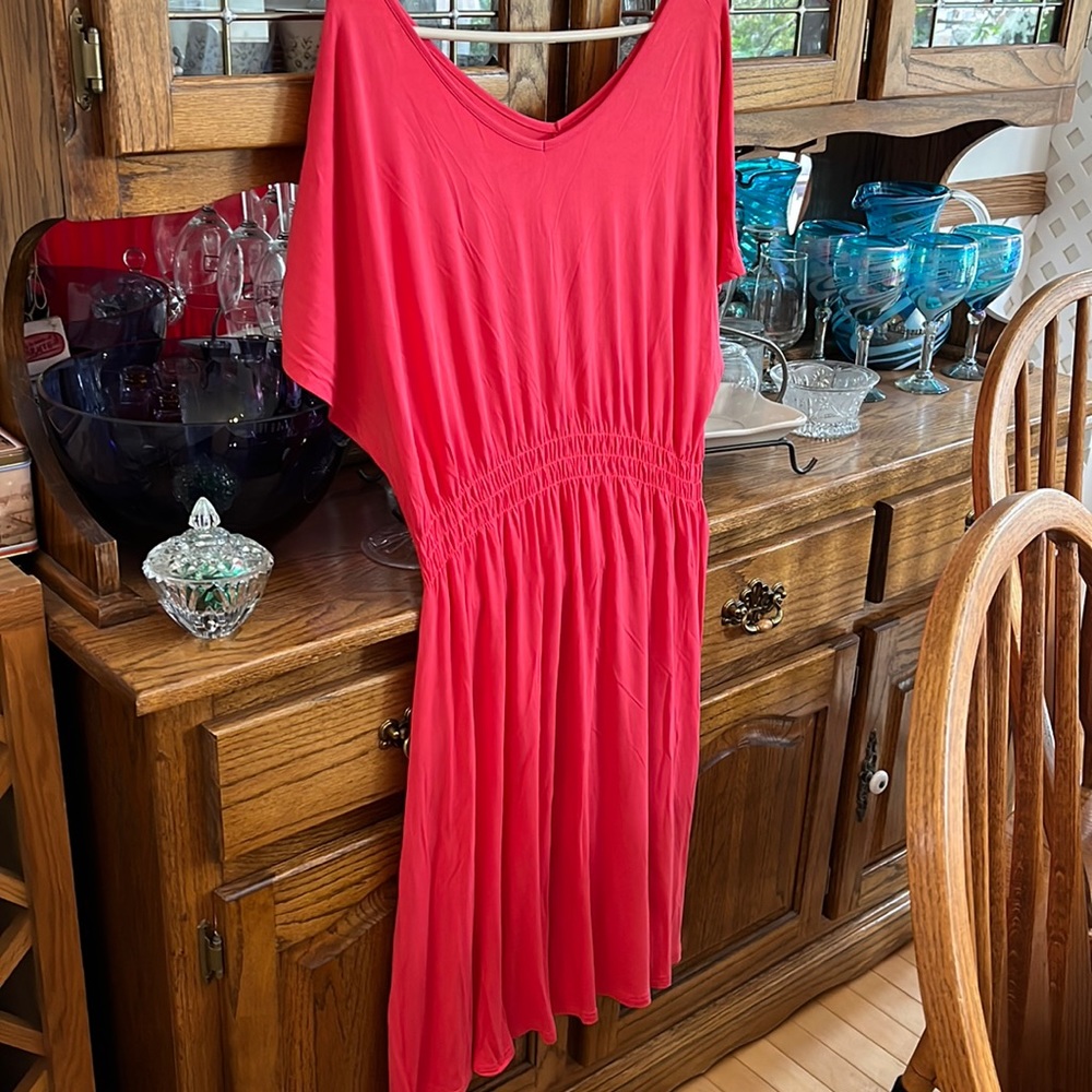 🆕⭐ Plus size Pink coral v-neck dress⭐xxl